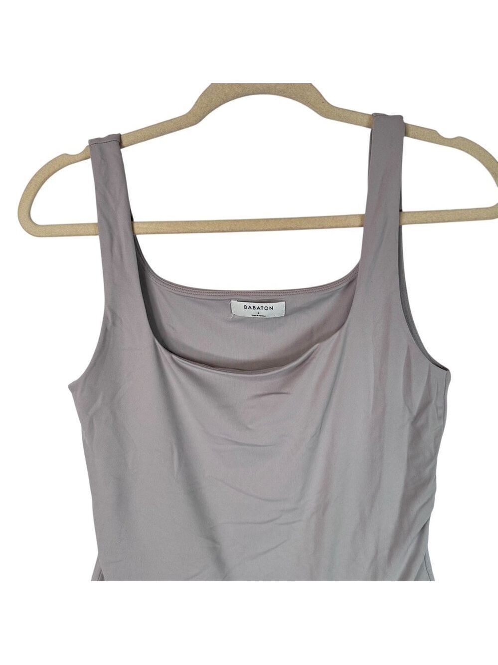 Aritzia Babaton Contour Deep Taupe Sleeveless Square Neck Bodysuit Size Large - Picture 3 of 12